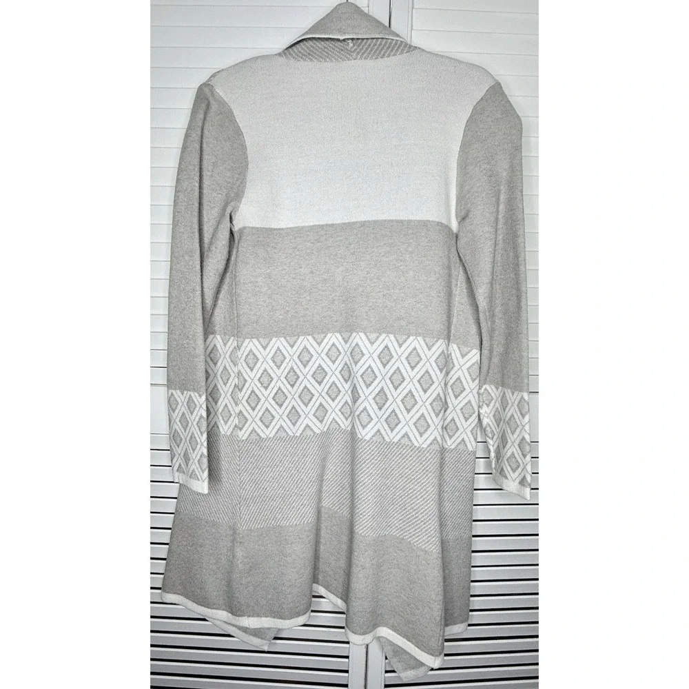 Evolution by Cyrus Cardigan Women M Grey Excellent Draped Waterfall Knit Sweater